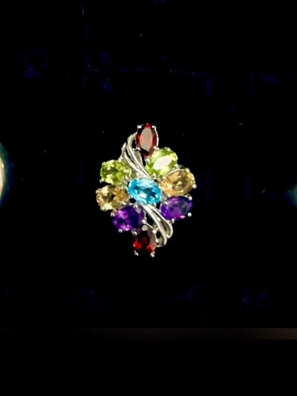 Multicolor Gemstone Silver Ring